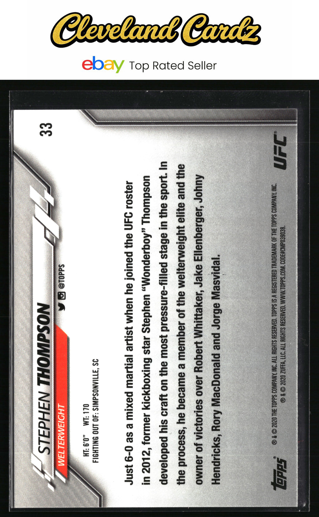 2020 Topps UFC #33 Stephen Thompson