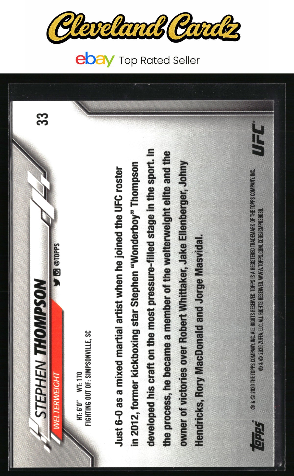 2020 Topps UFC #33 Stephen Thompson