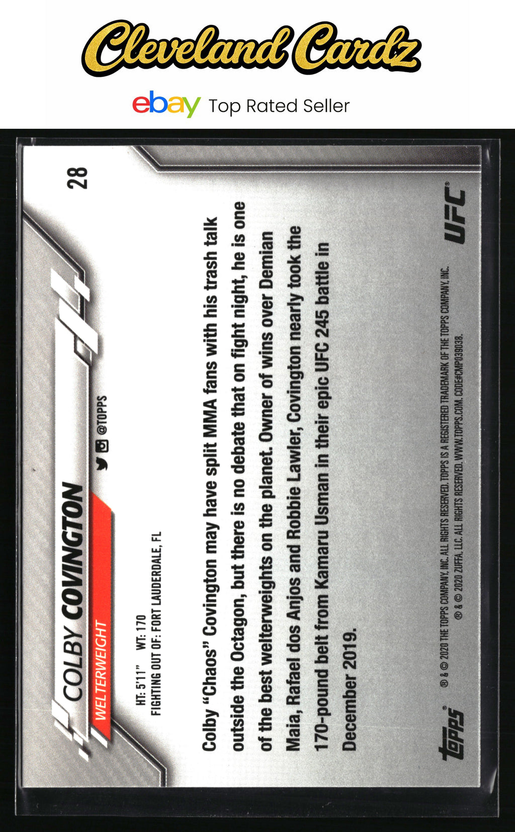 2020 Topps UFC #28 Colby Covington