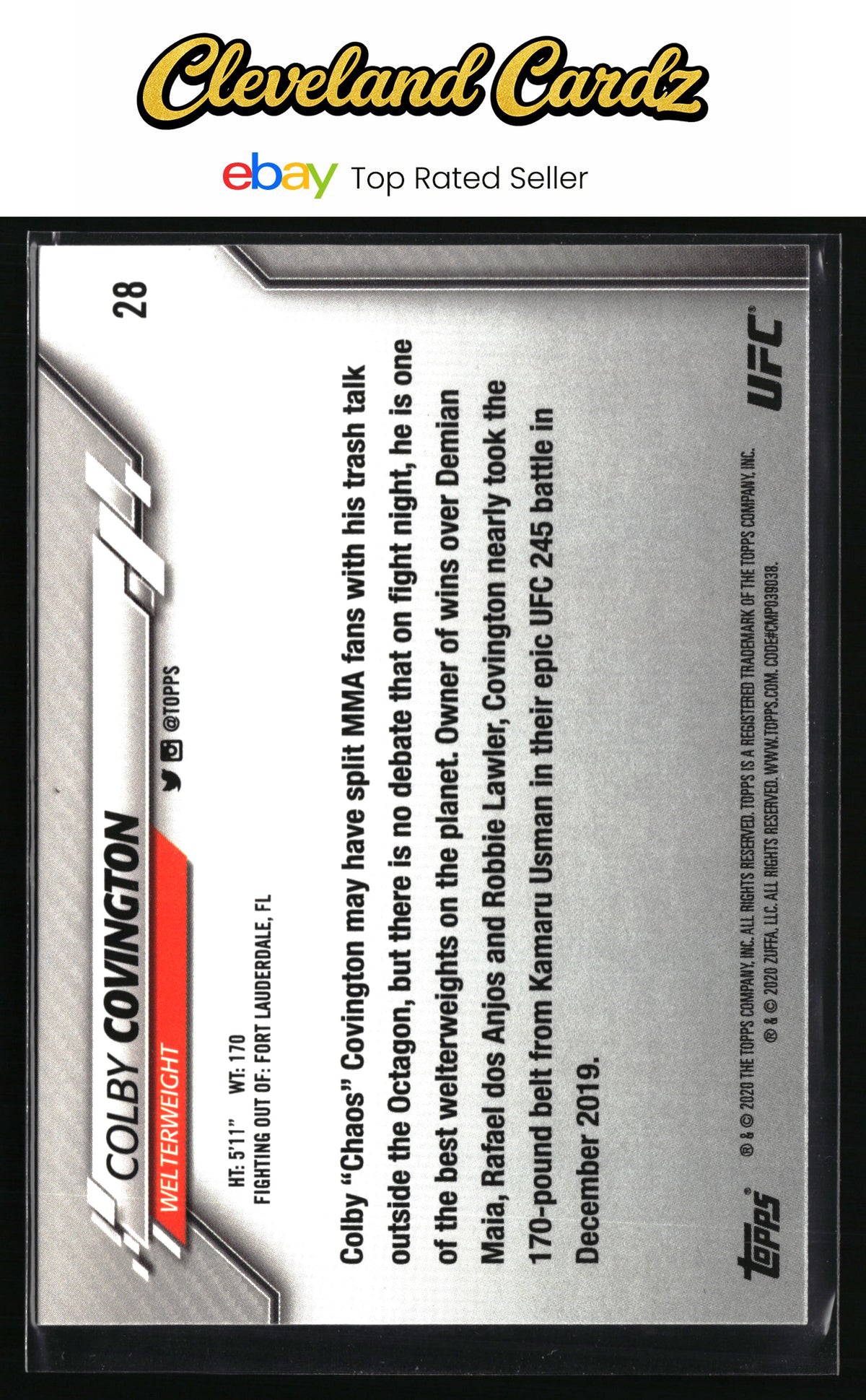 2020 Topps UFC #28 Colby Covington