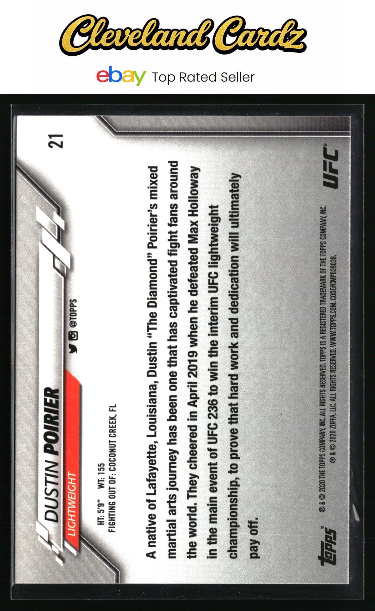 2020 Topps UFC #21 Dustin Poirier