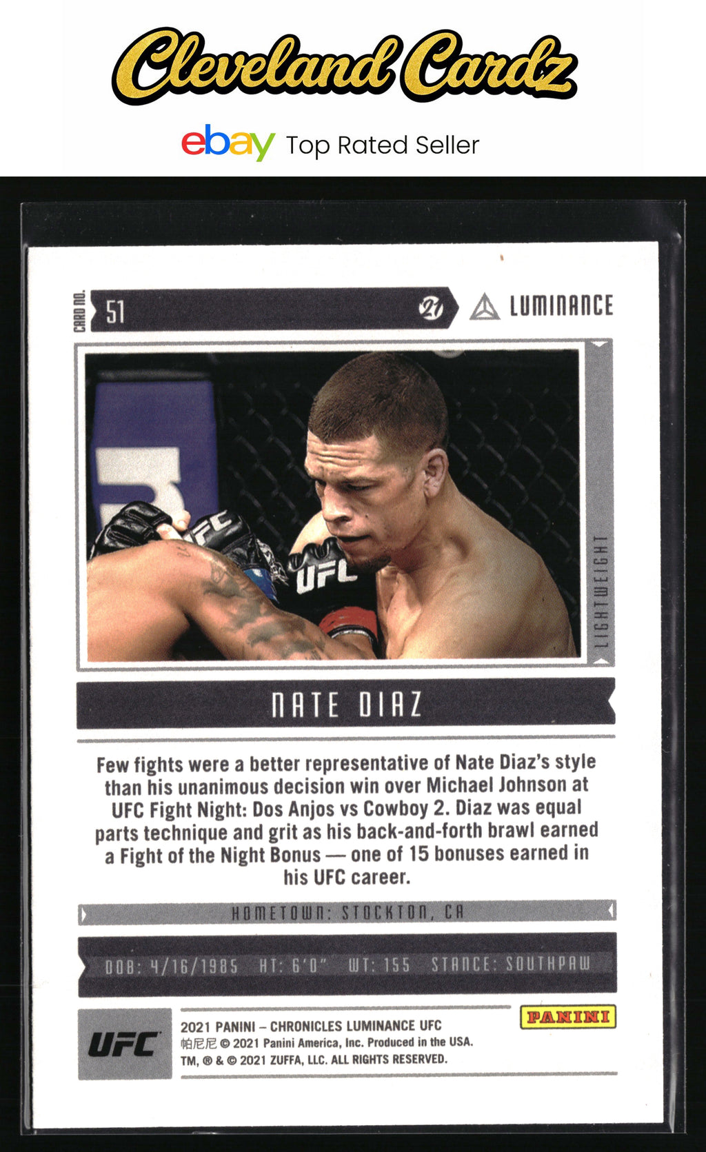 2021 Panini Chronicles UFC #51 Nate Diaz