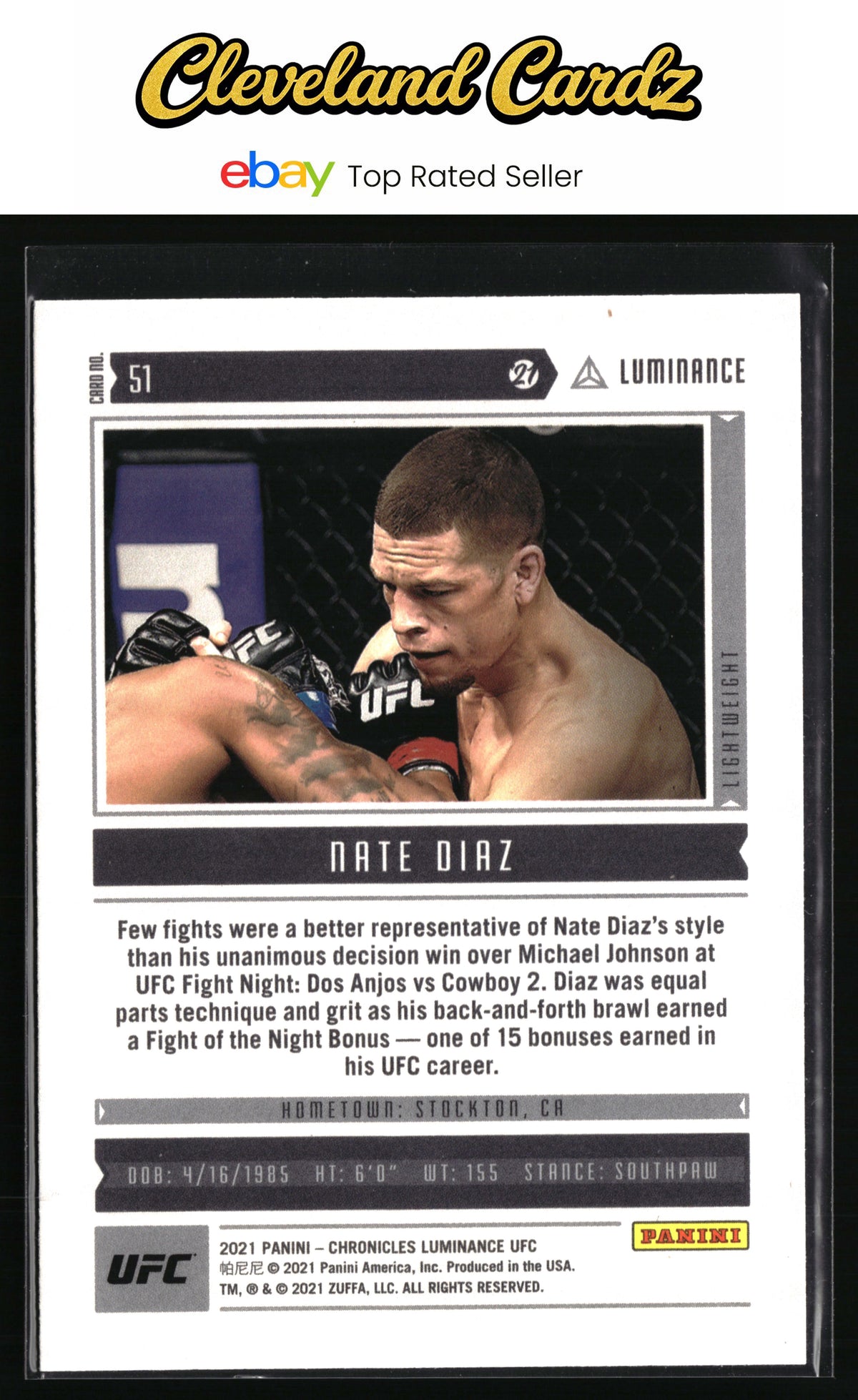 2021 Panini Chronicles UFC #51 Nate Diaz
