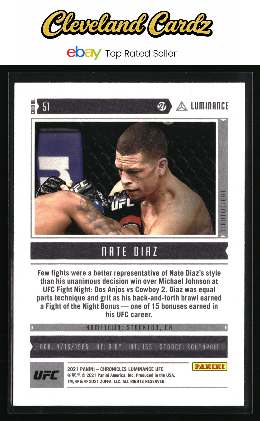 2021 Panini Chronicles UFC #51 Nate Diaz