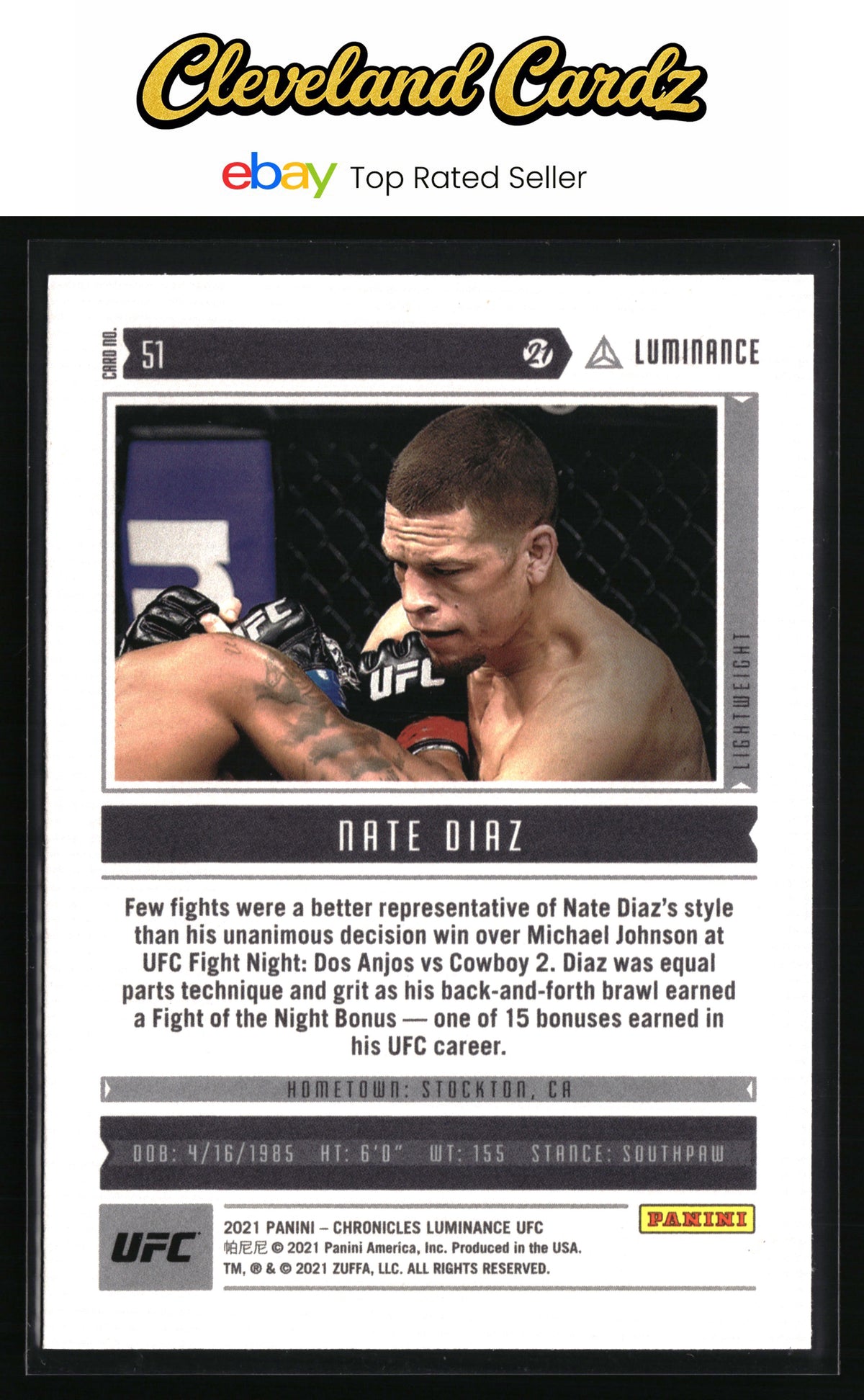 2021 Panini Chronicles UFC #51 Nate Diaz