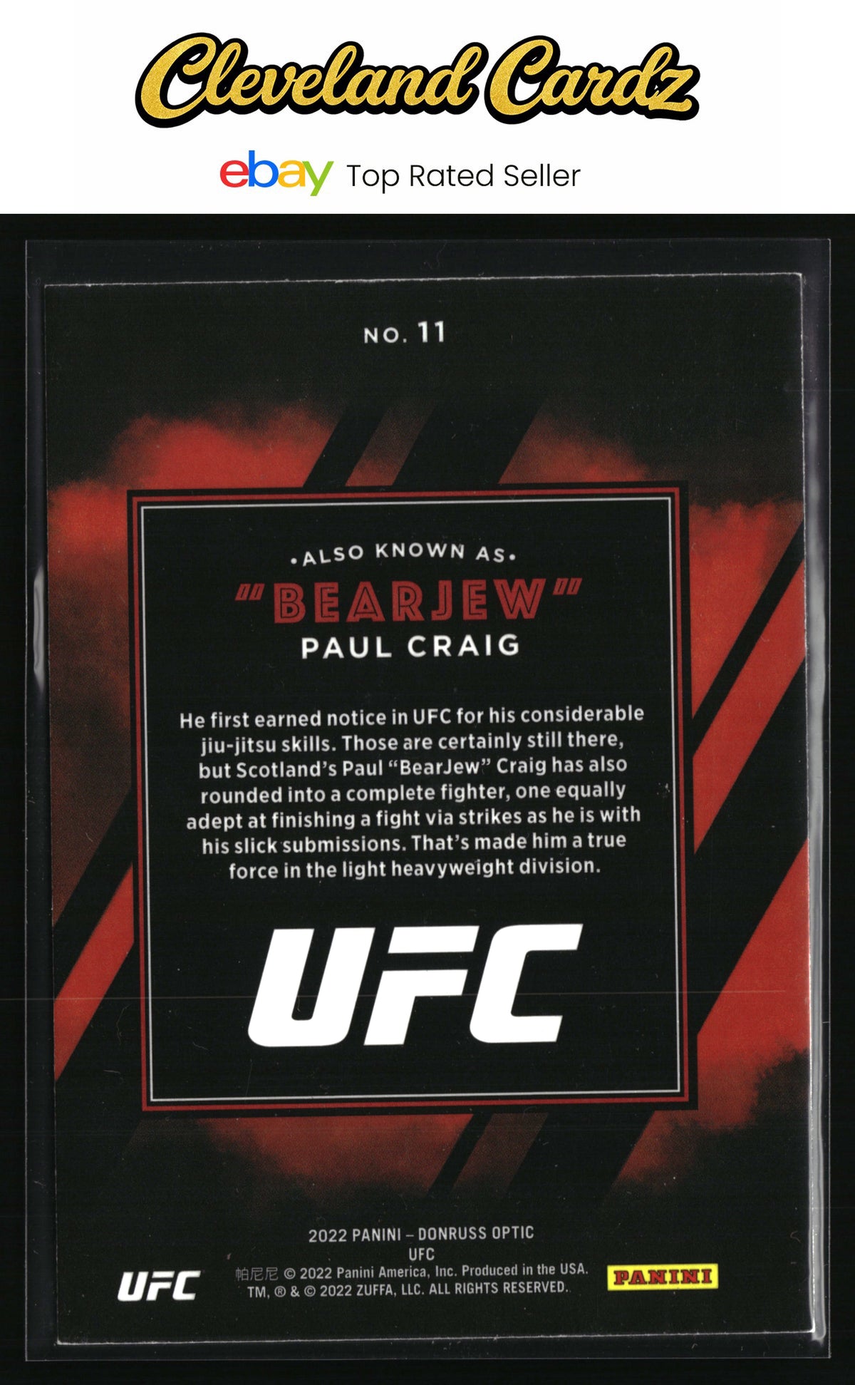 2022 Donruss Optic UFC #11 Paul Craig Also Known As