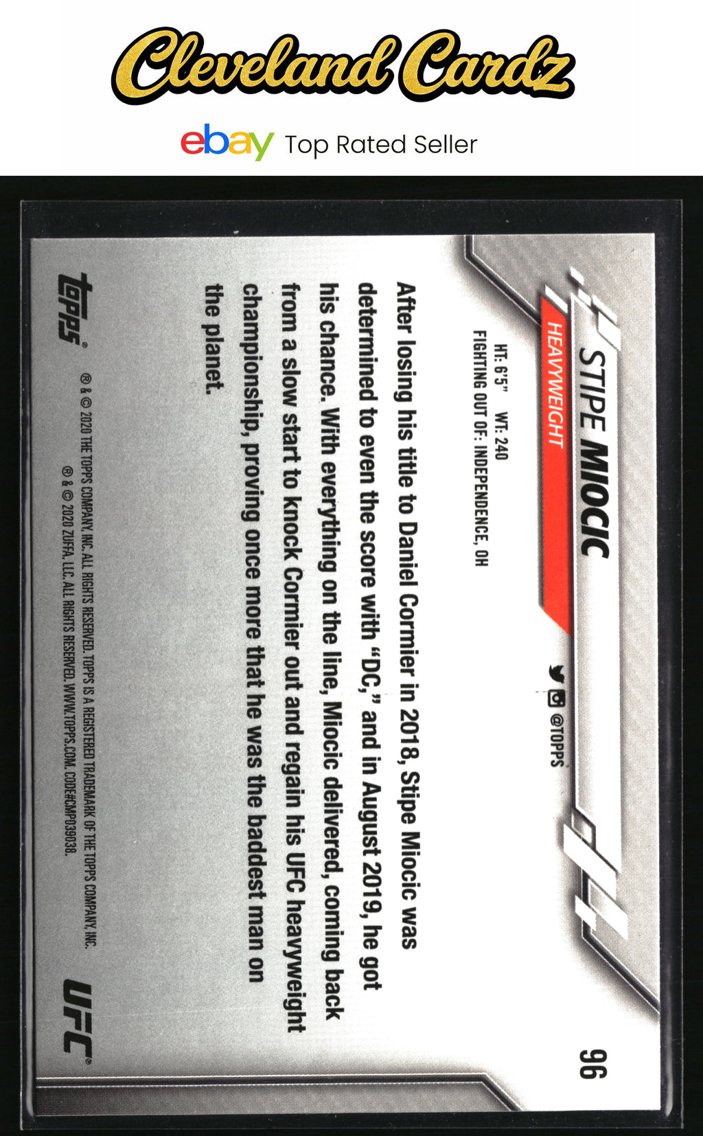 2020 Topps UFC #96 Stipe Miocic
