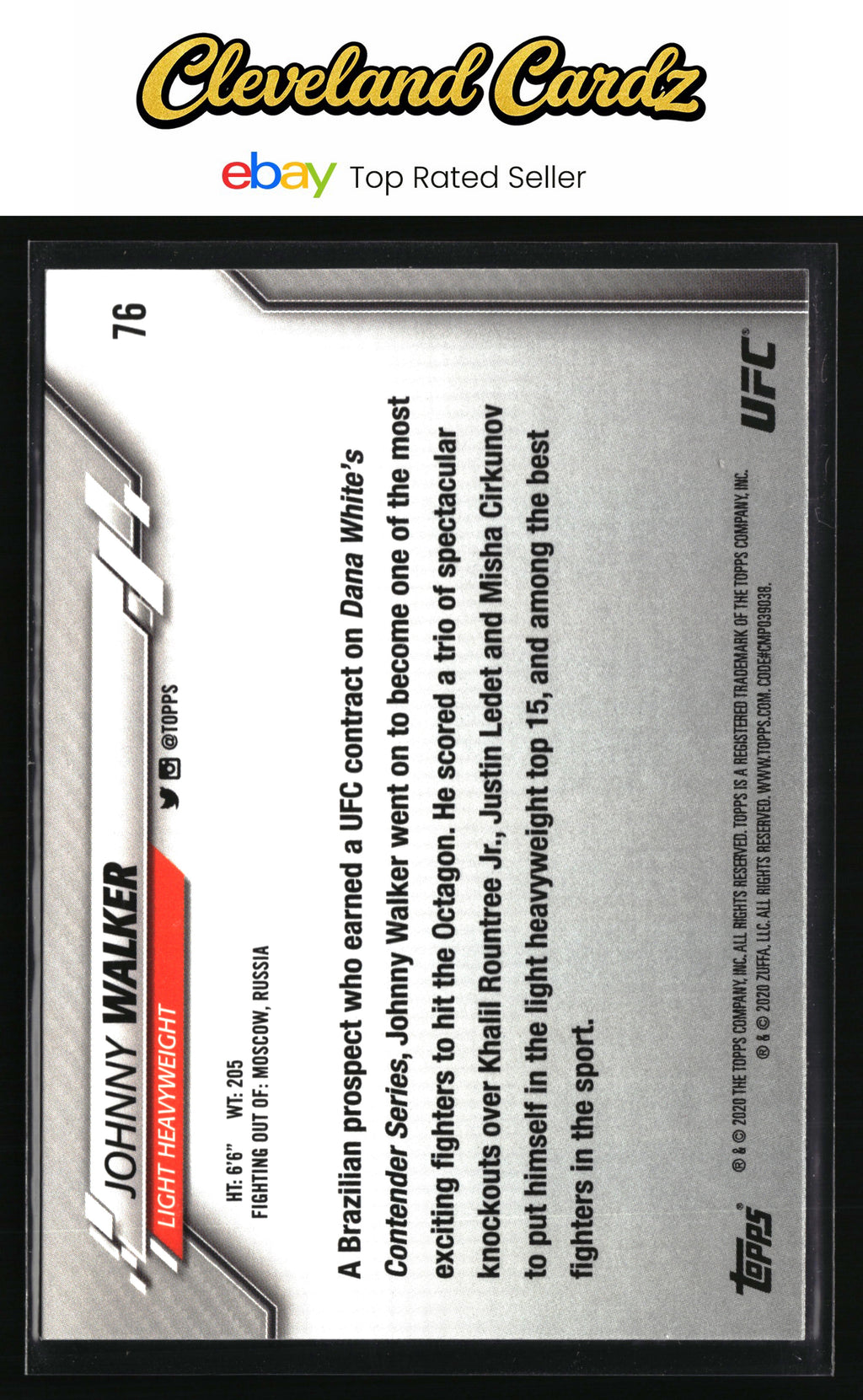 2020 Topps UFC #76 Johnny Walker