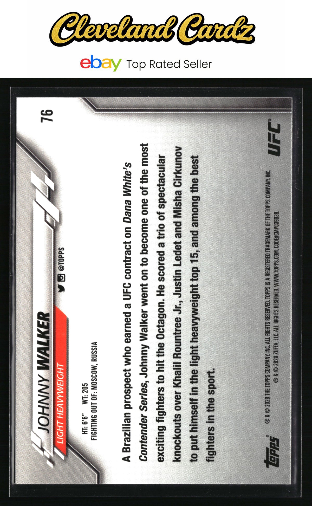 2020 Topps UFC #76 Johnny Walker
