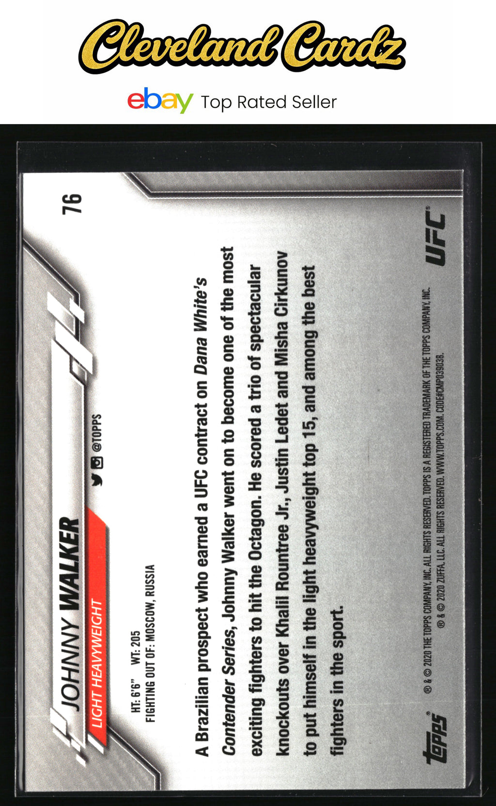2020 Topps UFC #76 Johnny Walker