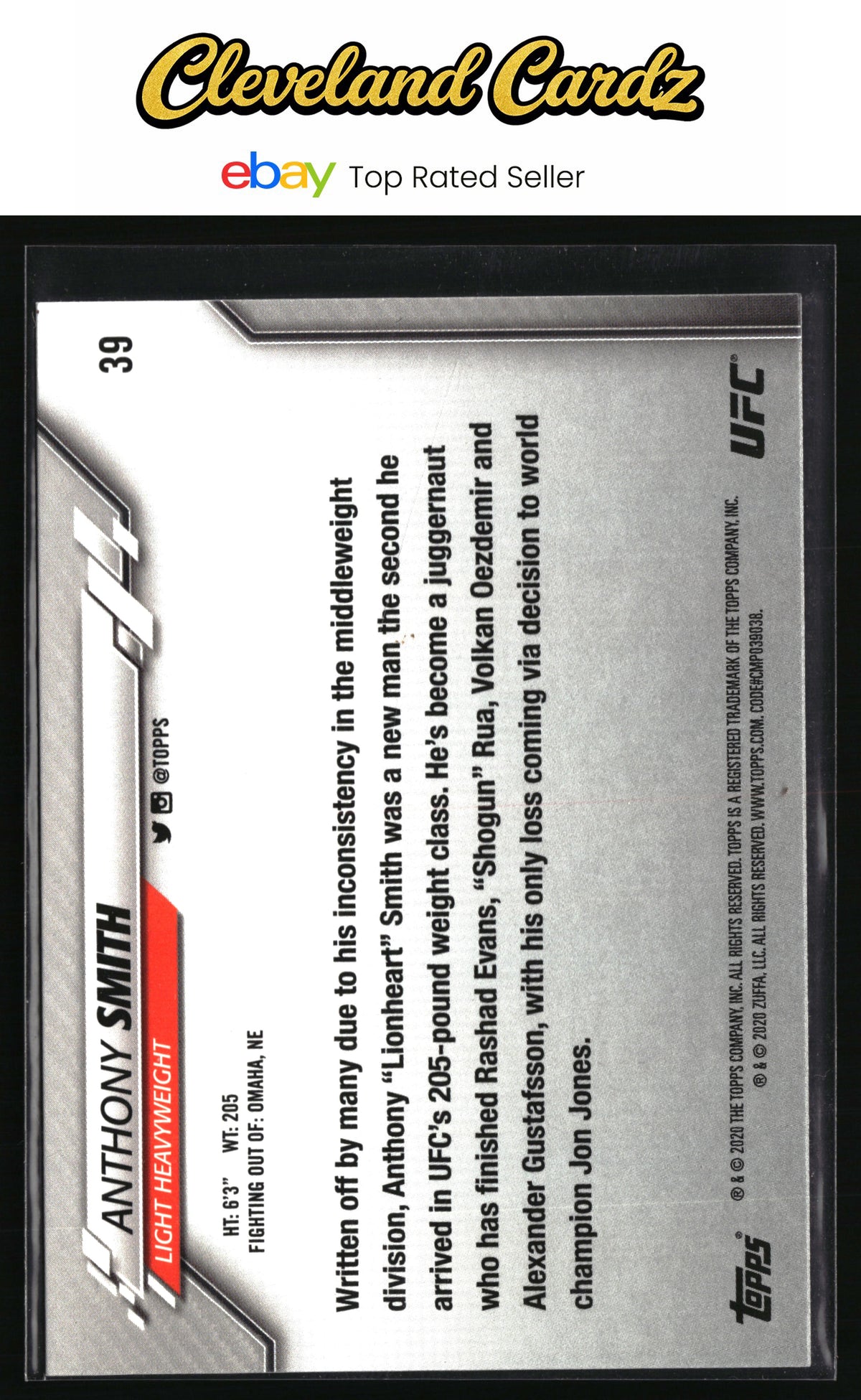2020 Topps UFC #39 Anthony Smith