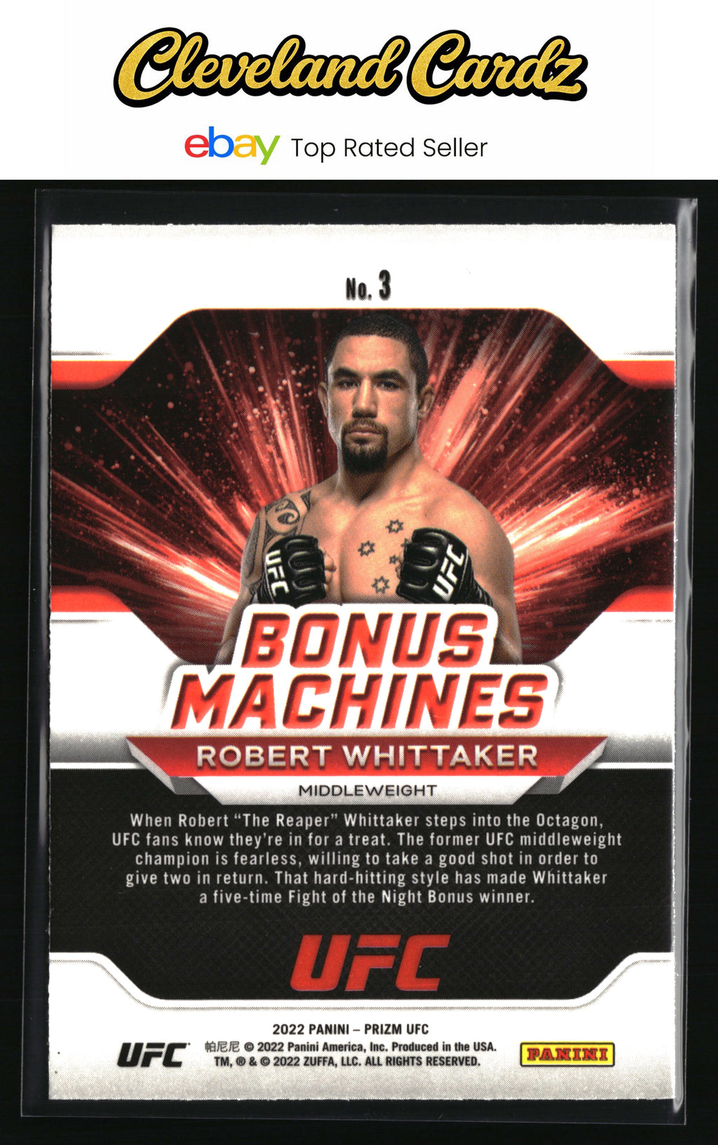 2022 Panini Prizm UFC #3 Robert Whittaker Bonus Machines