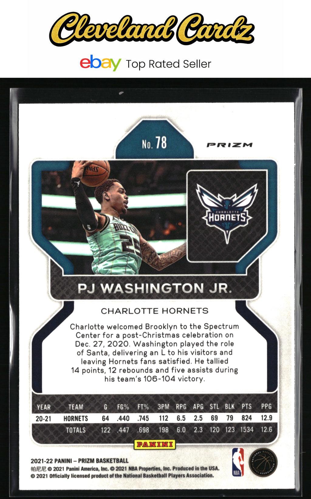 2021-22 Panini Prizm #78 PJ Washington Jr. Ruby Wave