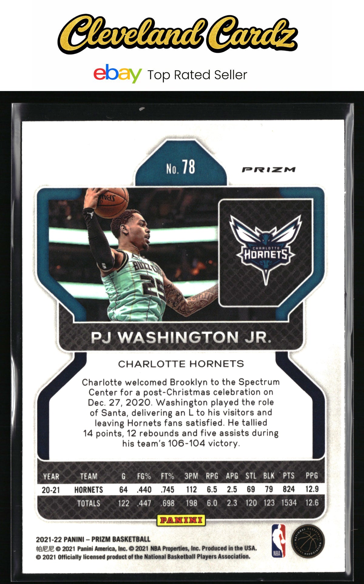 2021-22 Panini Prizm #78 PJ Washington Jr. Ruby Wave