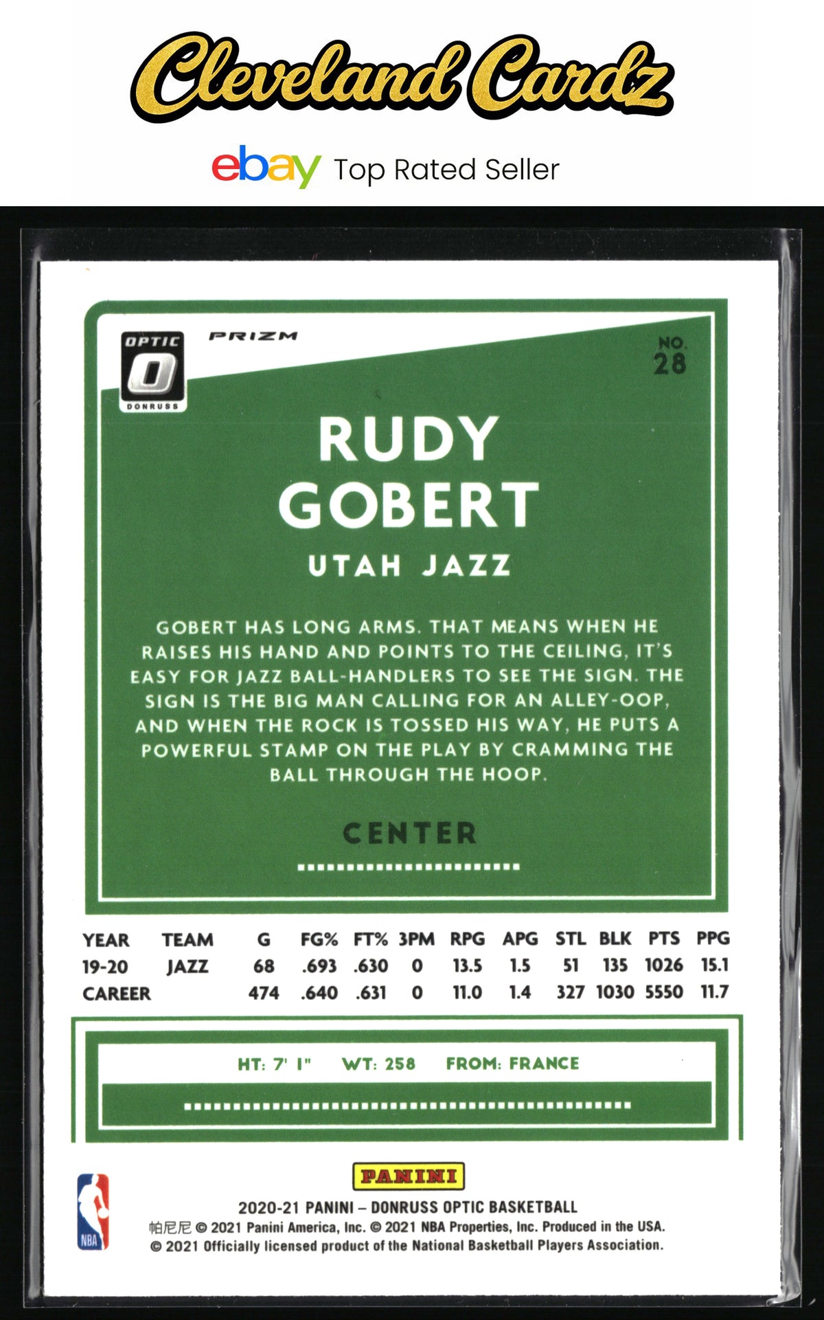 2020-21 Donruss Optic #28 Rudy Gobert Blue Velocity
