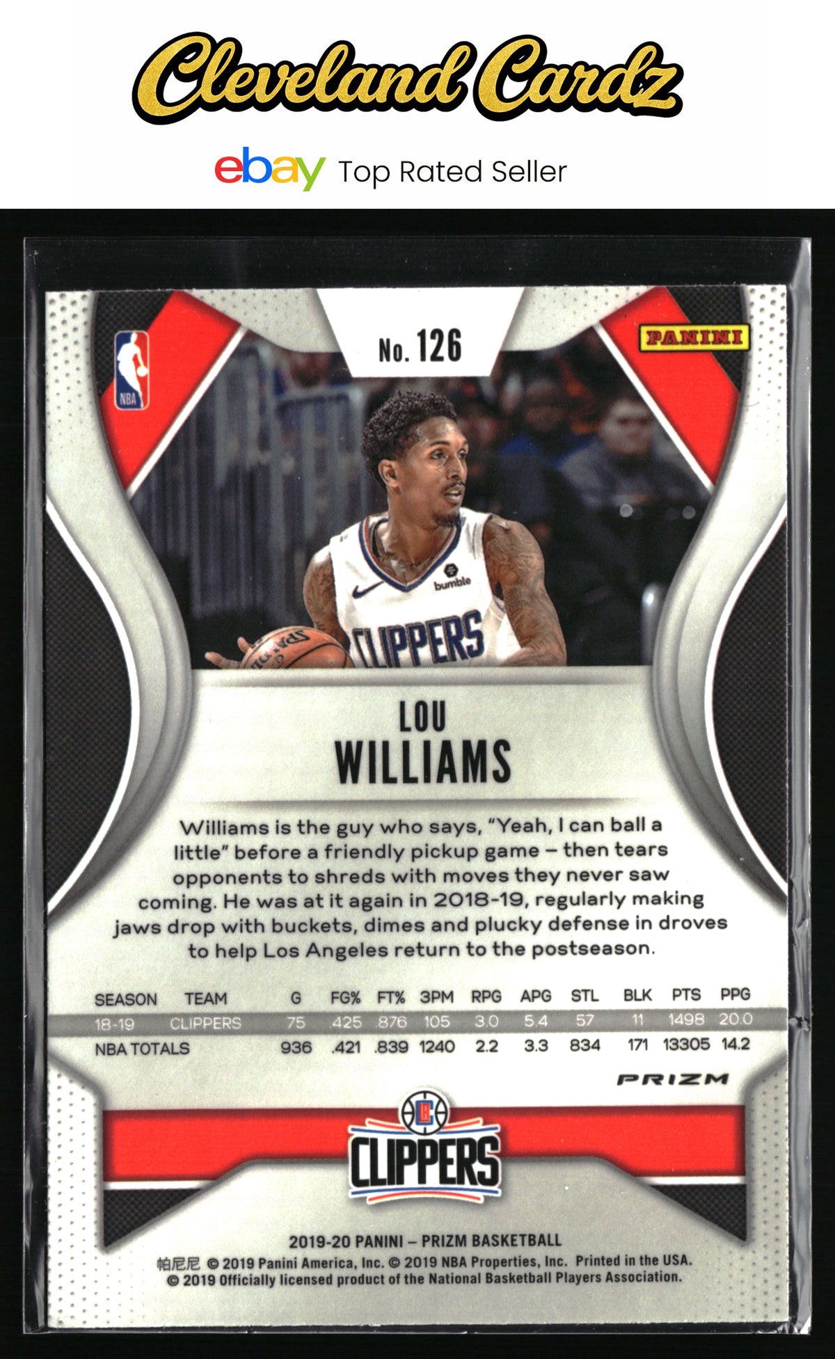 2019-20 Panini Prizm #126 Lou Williams Prizms Choice Blue Yellow and Green