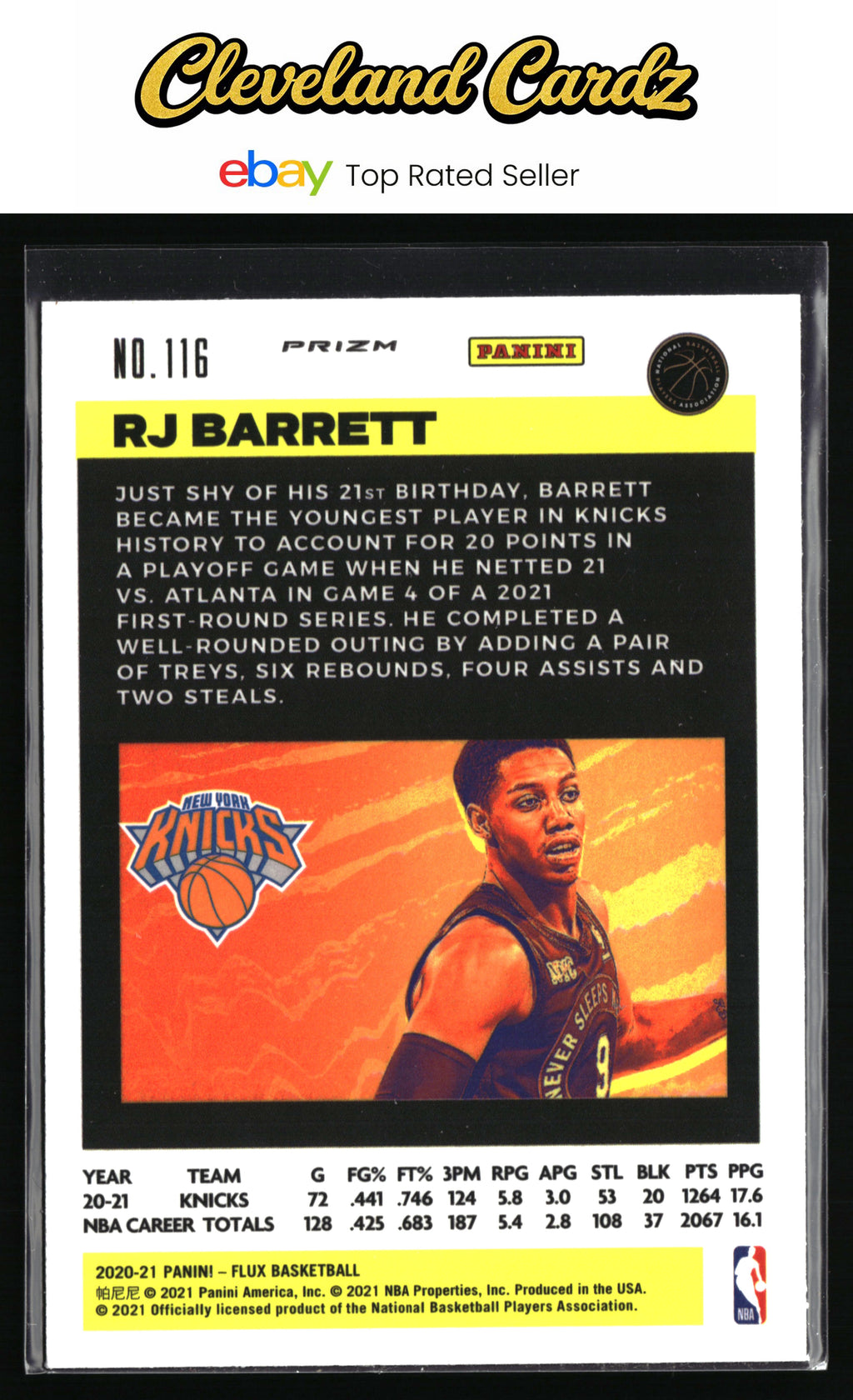 2020-21 Panini Flux #116 RJ Barrett Silver