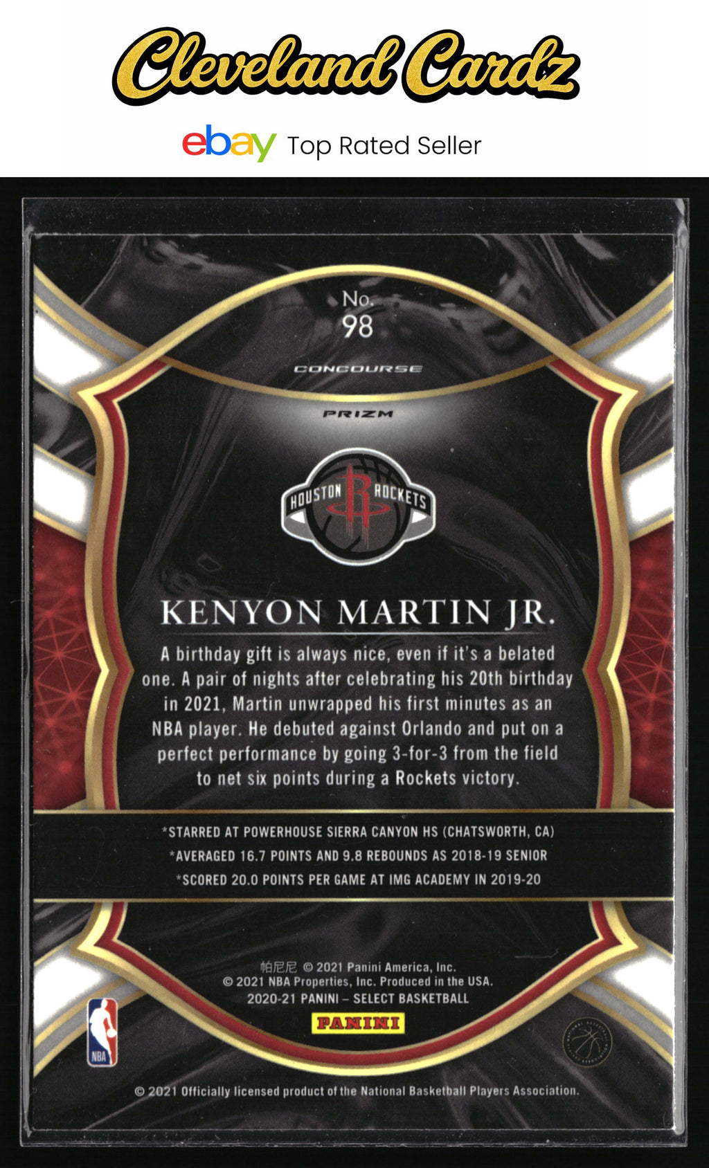 2020-21 Panini Select #98 Kenyon Martin Jr. Red White Orange Shimmer