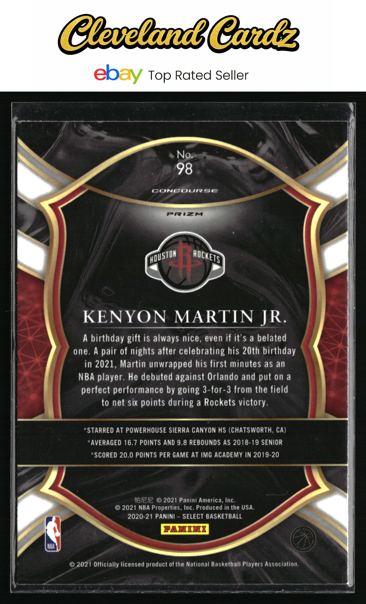 2020-21 Panini Select #98 Kenyon Martin Jr. Red White Orange Shimmer