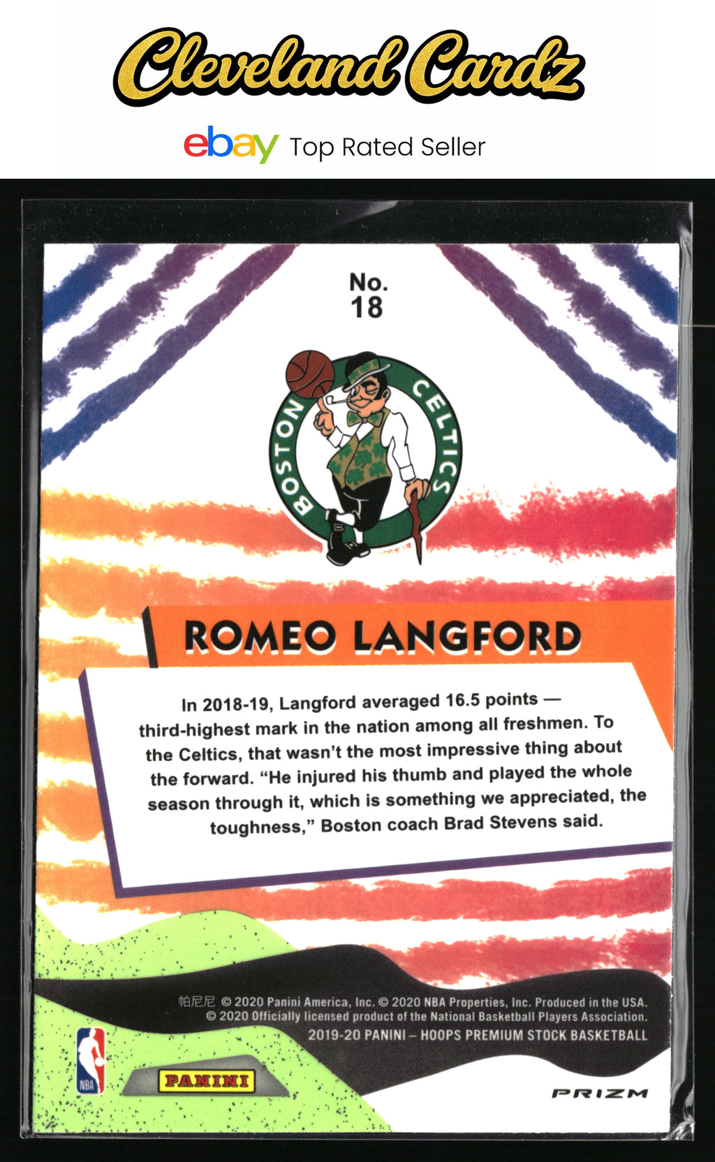 2019-20 Hoops Premium Stock #18 Romeo Langford We Got Next Holo