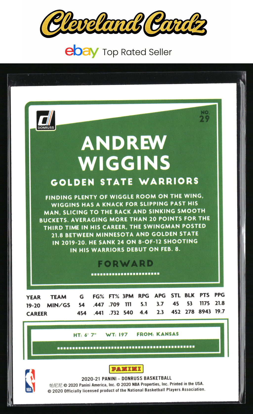 2020-21 Donruss #29 Andrew Wiggins Holo Orange Laser