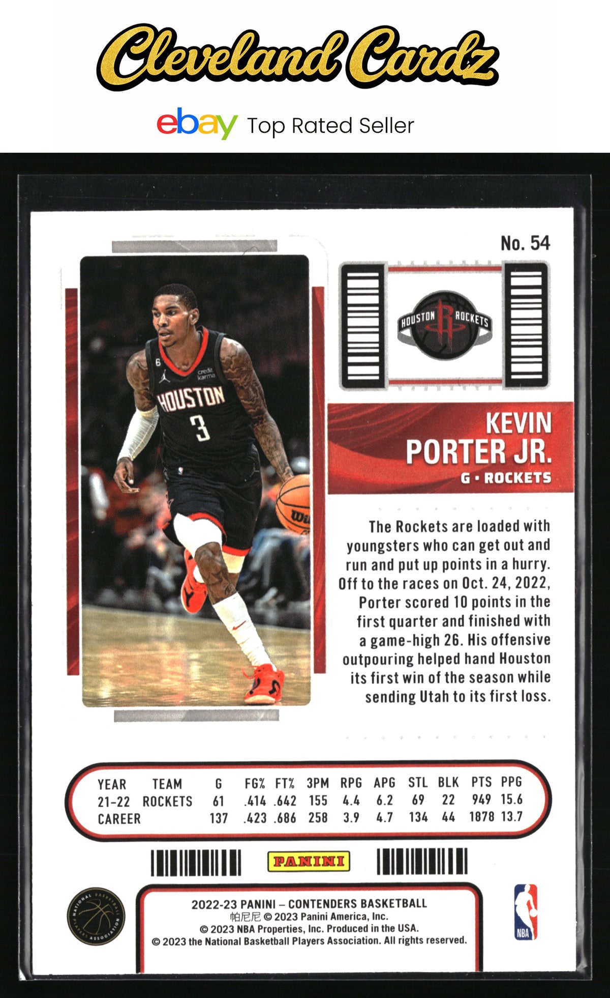 2022-23 Panini Contenders #54 Kevin Porter Jr.