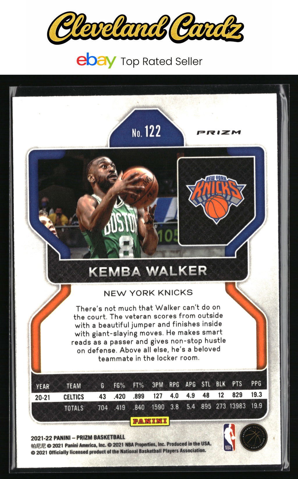 2020-21 Panini Prizm #122 Kemba Walker Orange Ice Prizms