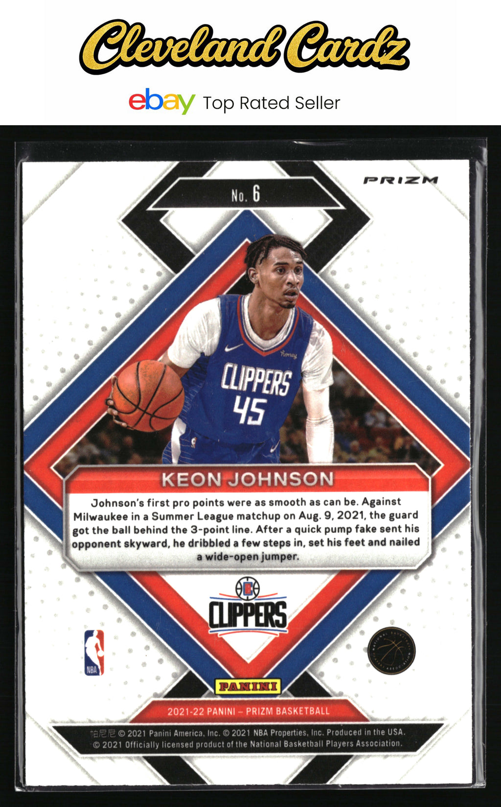 2021-22 Panini Prizm #6 Keon Johnson Emergent Prizms Silver
