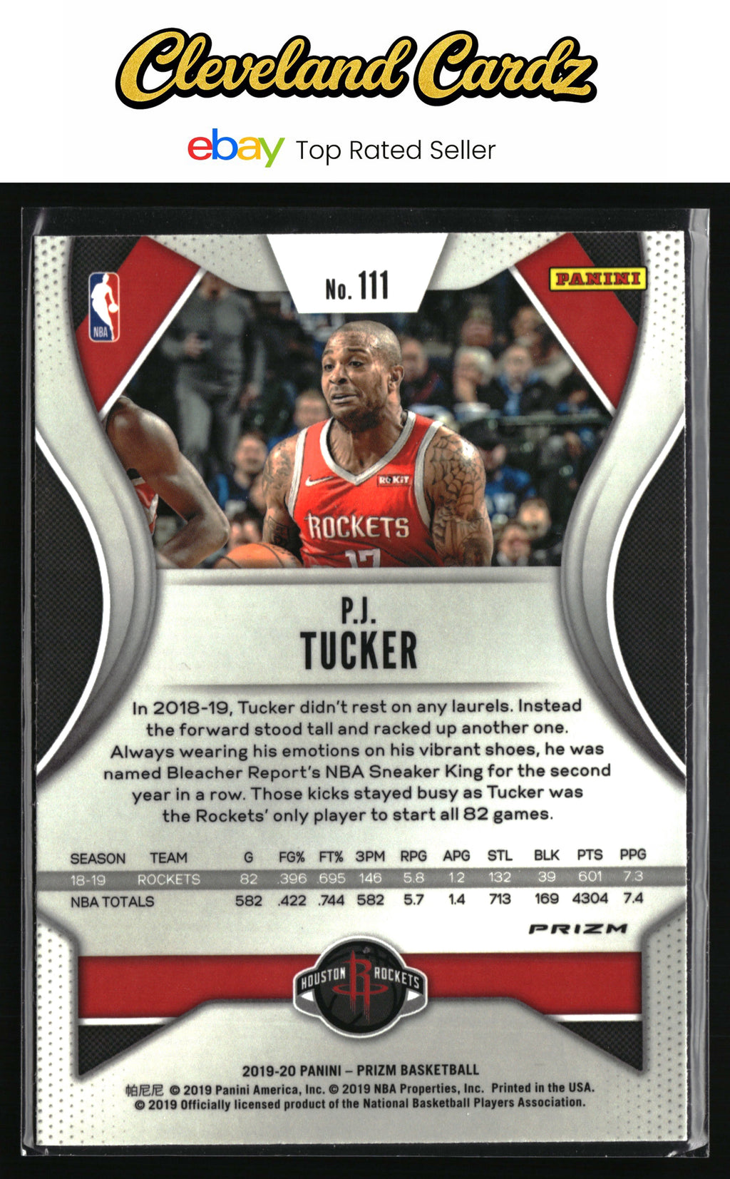 2019-20 Panini Prizm #111 P.J. Tucker Prizms Hyper