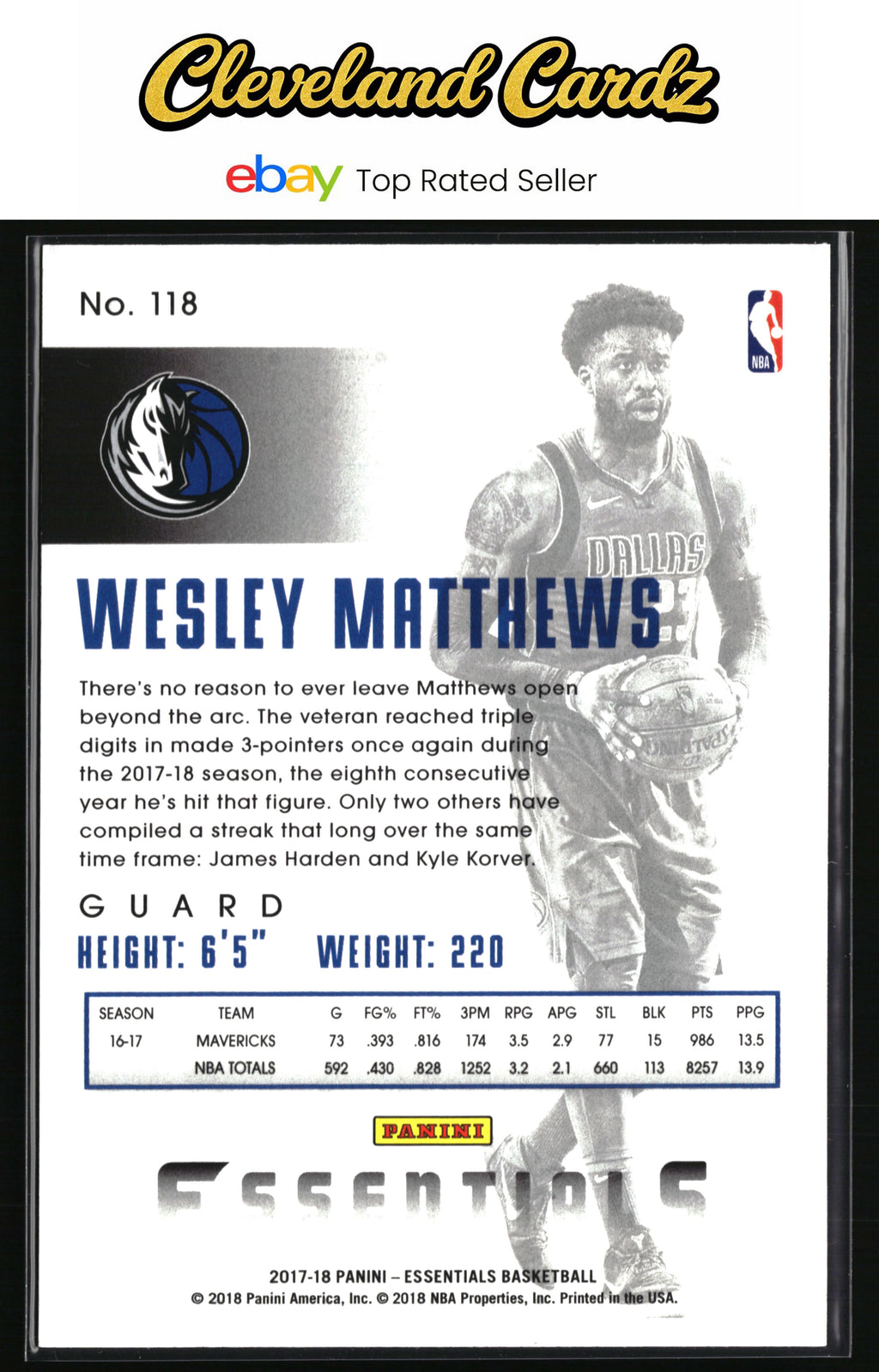 2017-18 Panini Essentials #118 Wesley Matthews