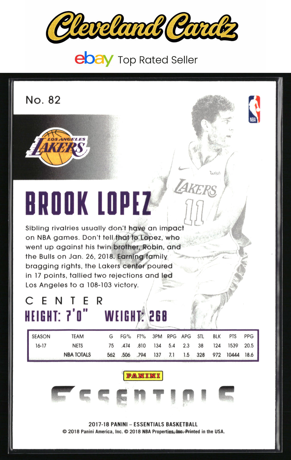 2017-18 Panini Essentials #82 Brook Lopez