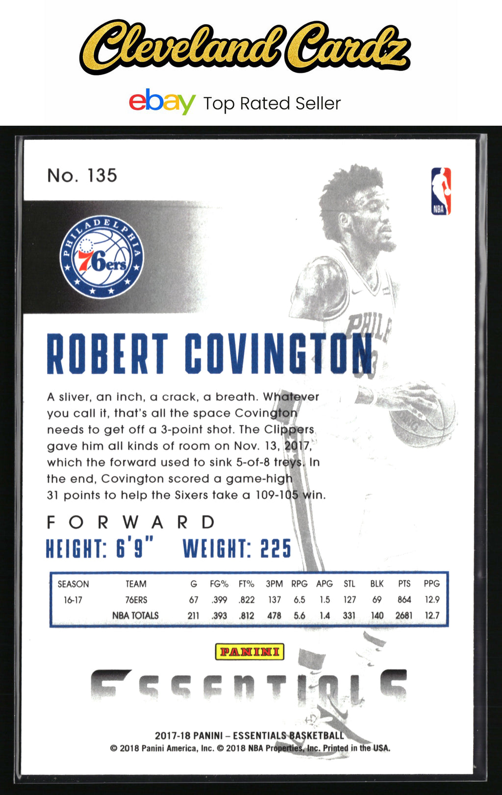2017-18 Panini Essentials #135 Robert Covington