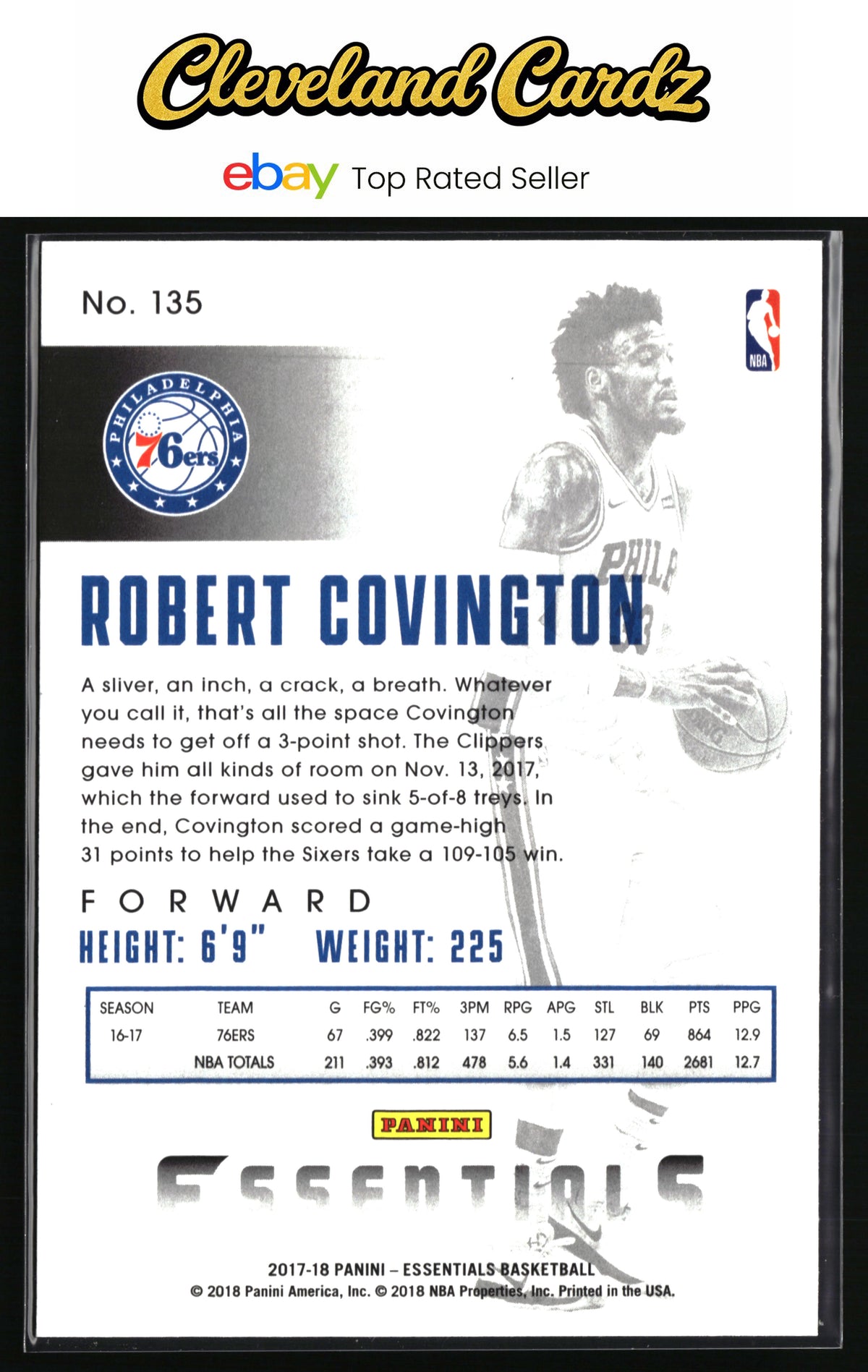 2017-18 Panini Essentials #135 Robert Covington