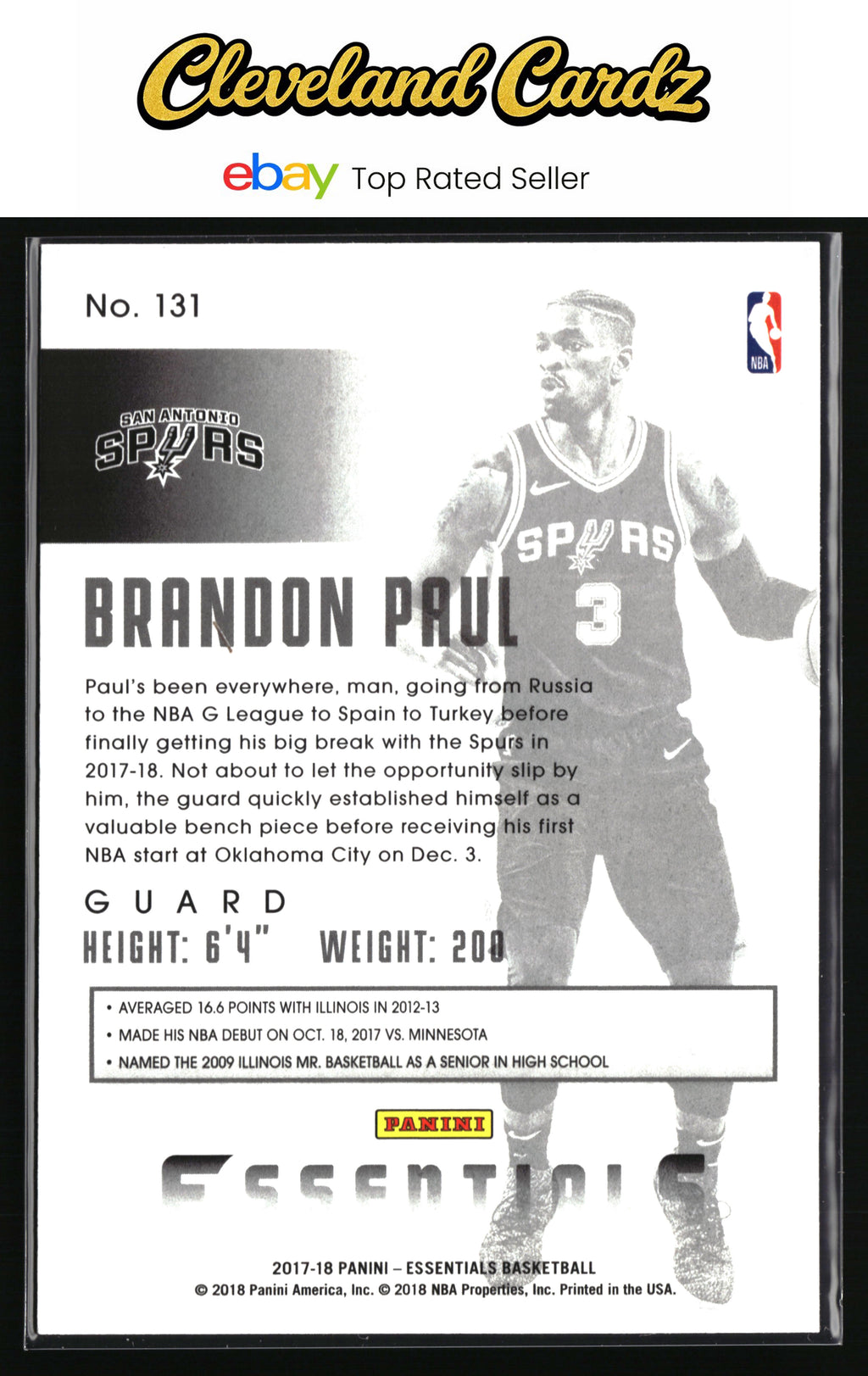 2017-18 Panini Essentials #131 Brandon Paul