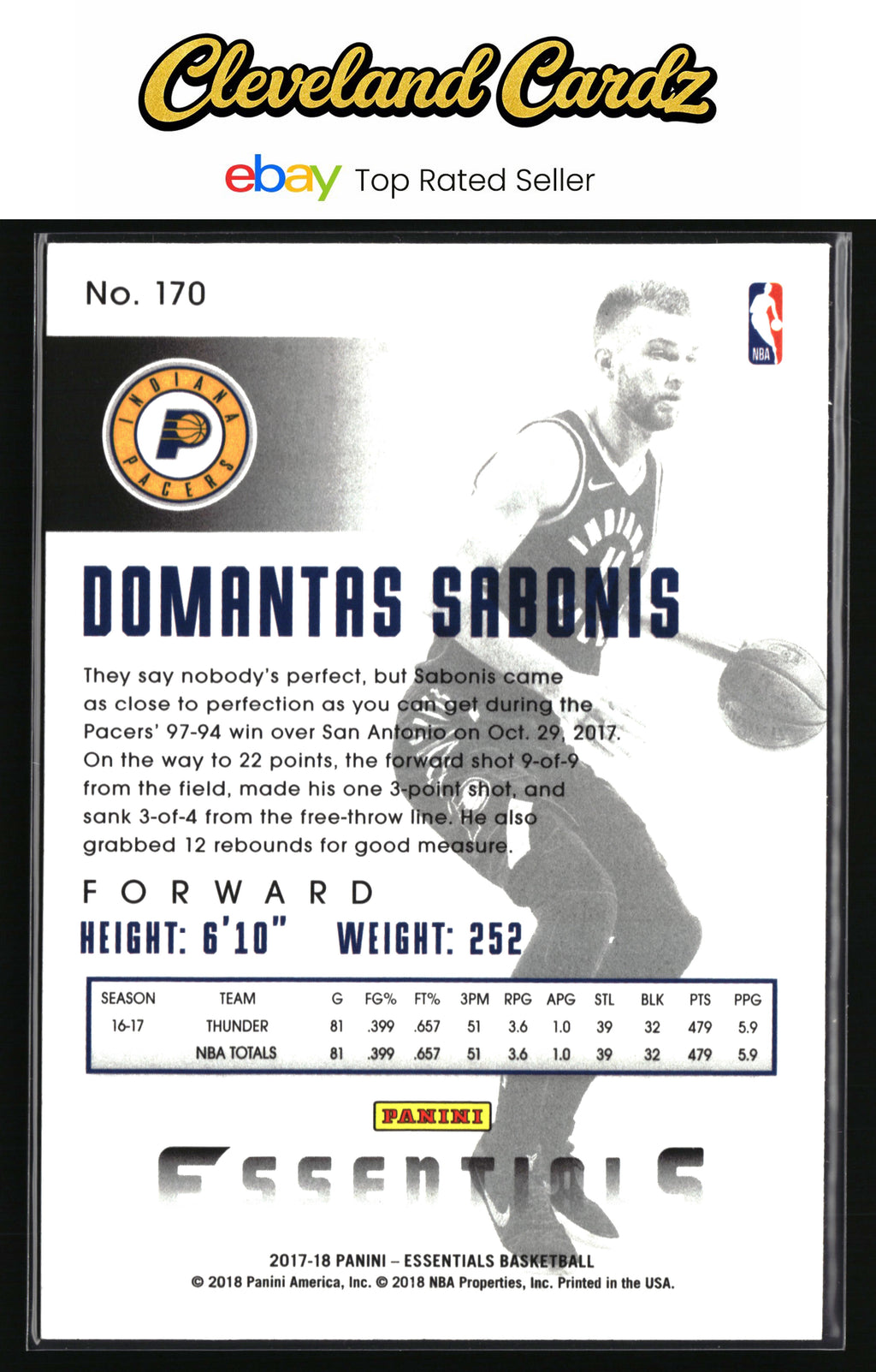 2017-18 Panini Essentials #170 Domantas Sabonis