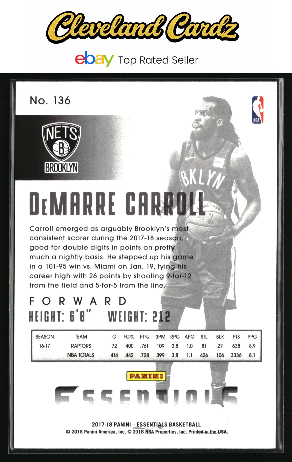 2017-18 Panini Essentials #136 DeMarre Carroll