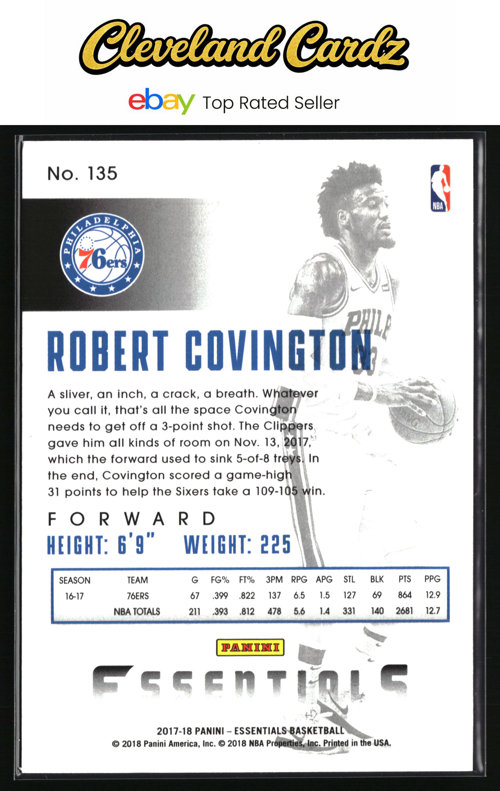 2017-18 Panini Essentials #135 Robert Covington