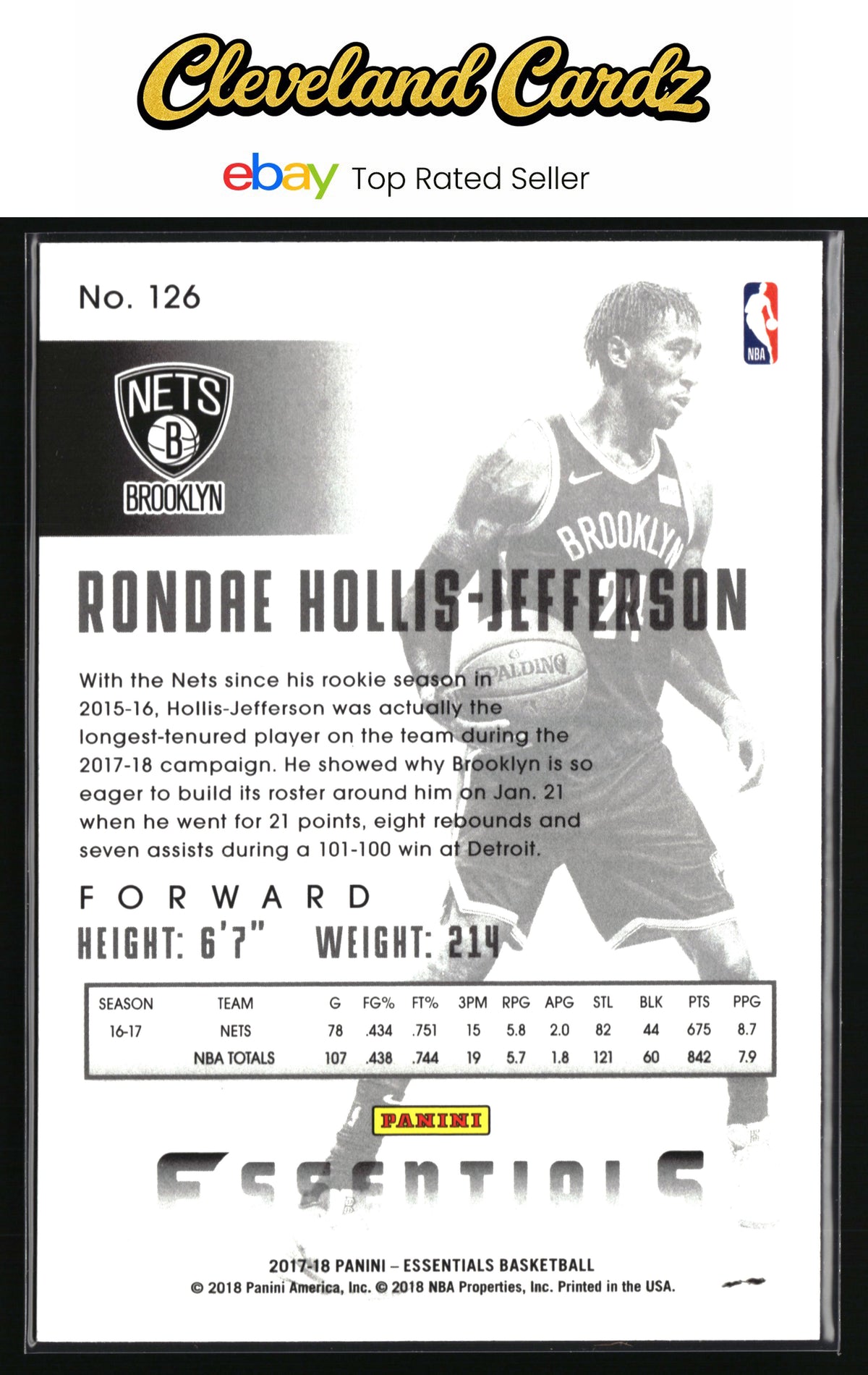 2017-18 Panini Essentials #126 Rondae Hollis-Jefferson