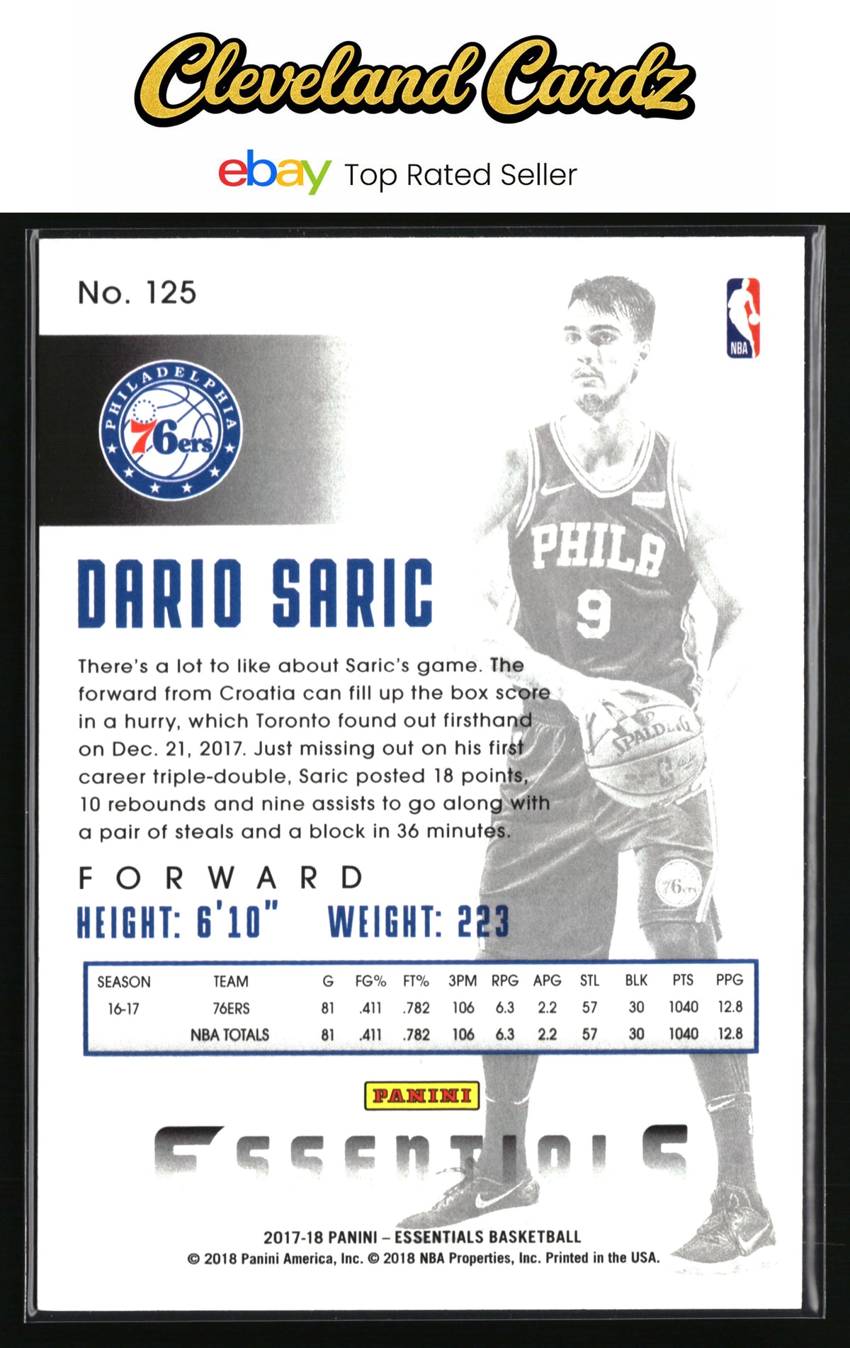 2017-18 Panini Essentials #125 Dario Saric