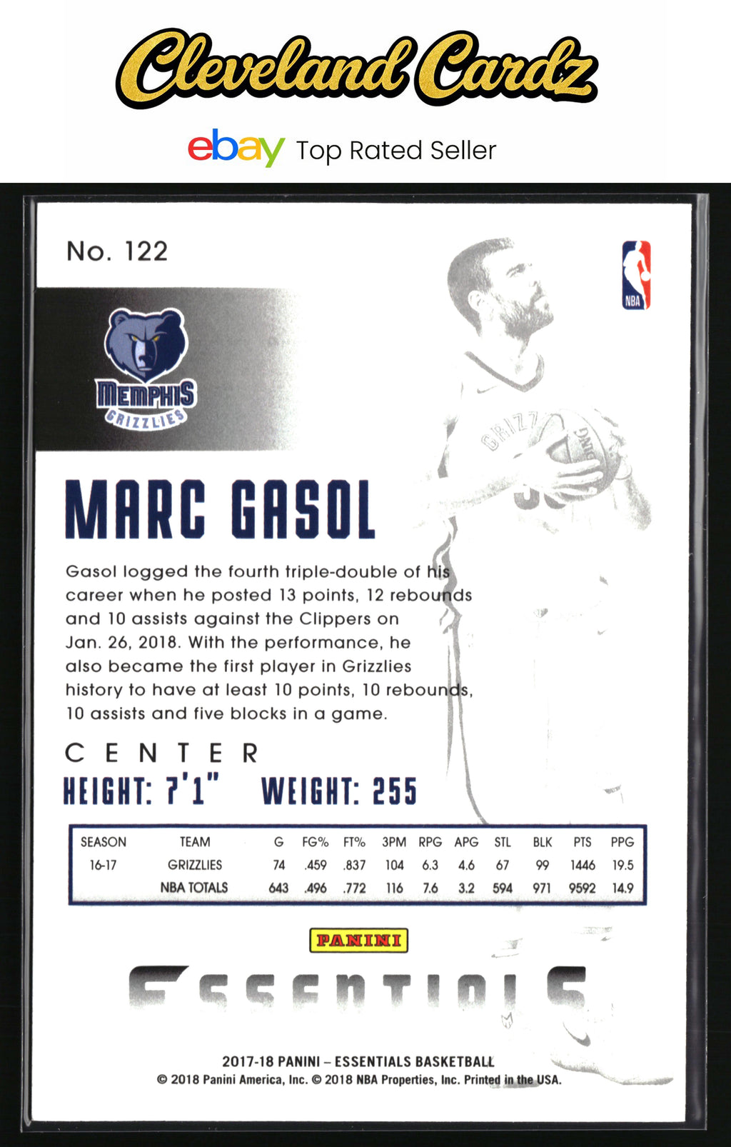 2017-18 Panini Essentials #122 Marc Gasol