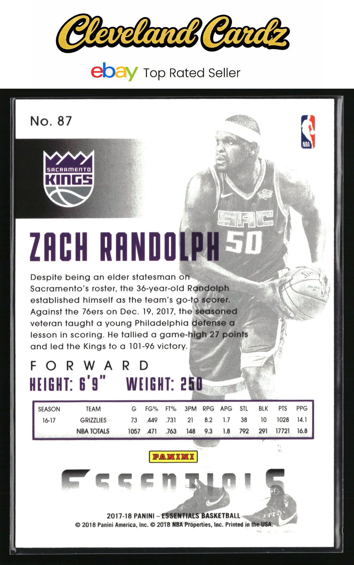 2017-18 Panini Essentials #87 Zach Randolph
