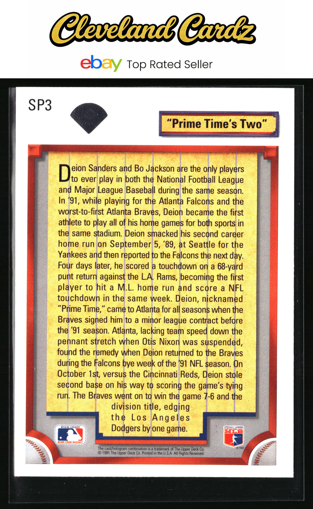 1992 Upper Deck #SP3 Deion Sanders