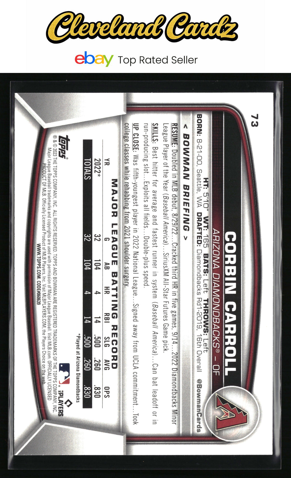 2023 Bowman #73 Corbin Carroll