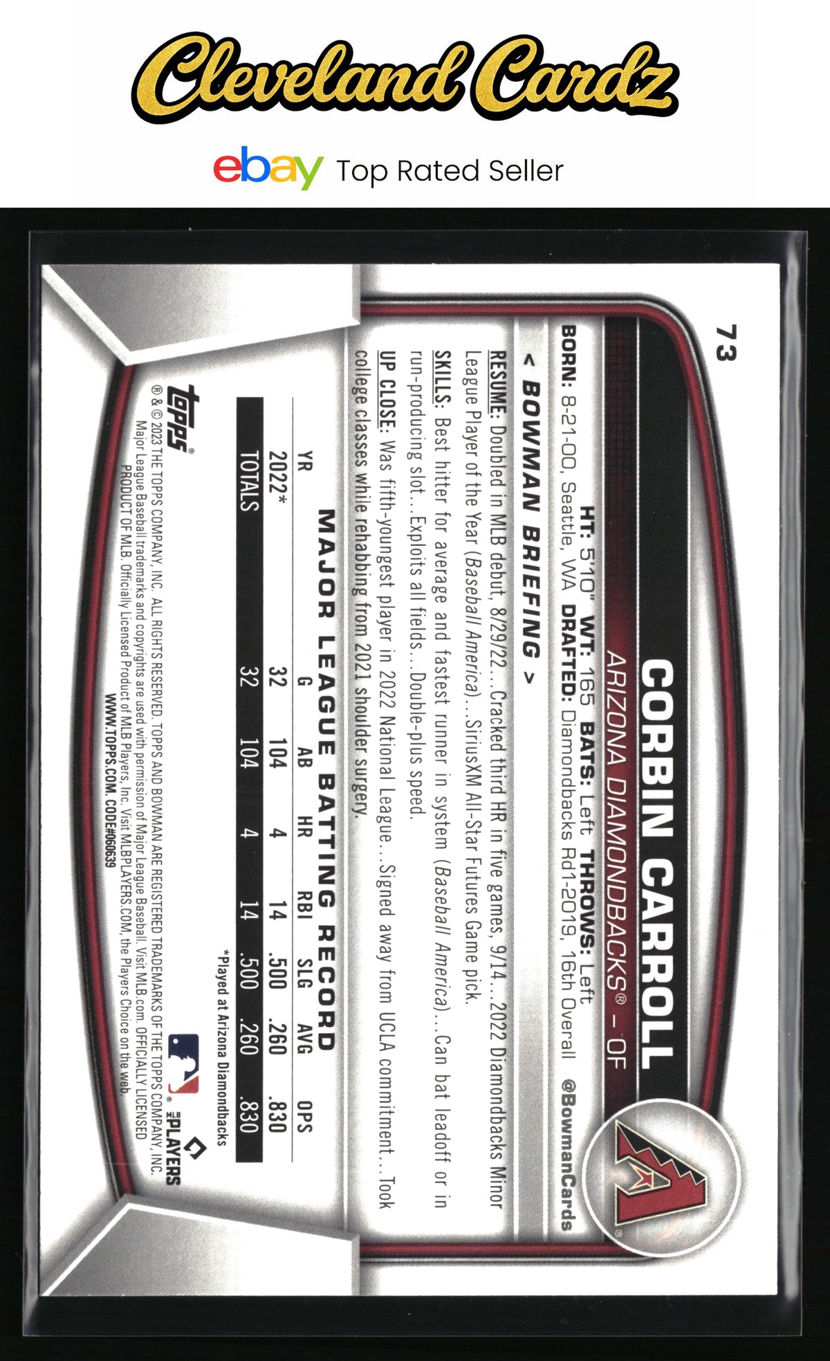 2023 Bowman #73 Corbin Carroll