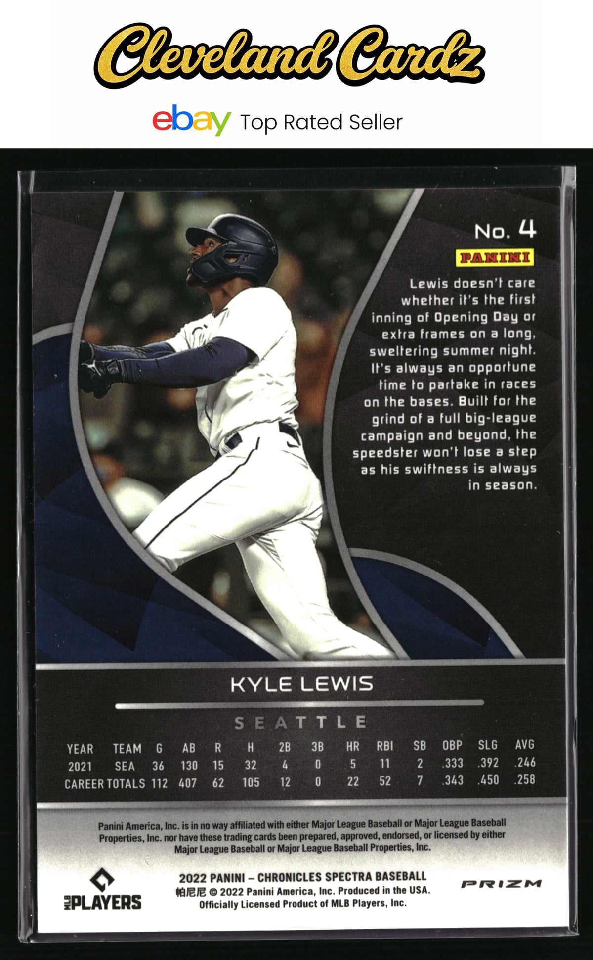 2022 Panini Chronicles #4 Kyle Lewis Spectra Holo