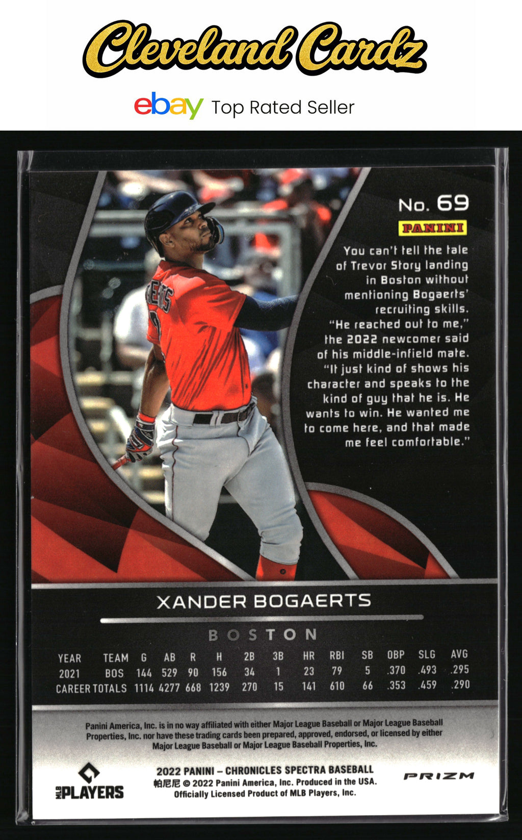 2022 Panini Chronicles #69 Xander Bogaerts Spectra Holo