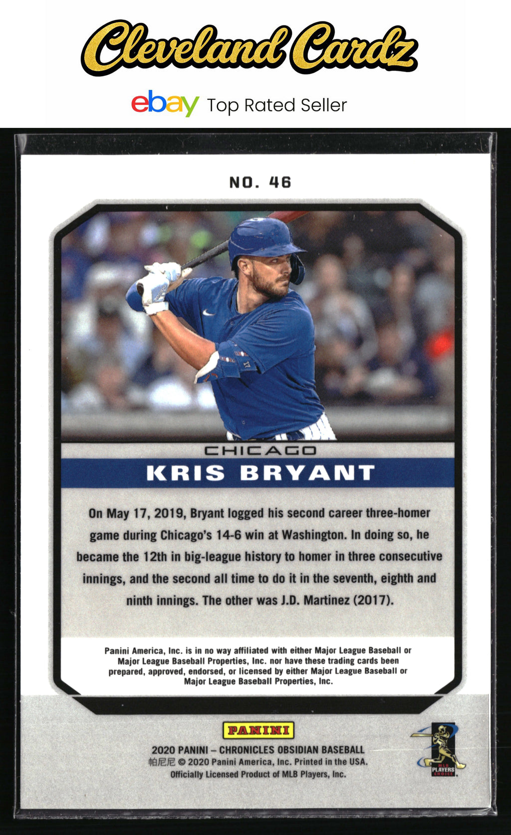 2020 Panini Chronicles #46 Kris Bryant Obsidian