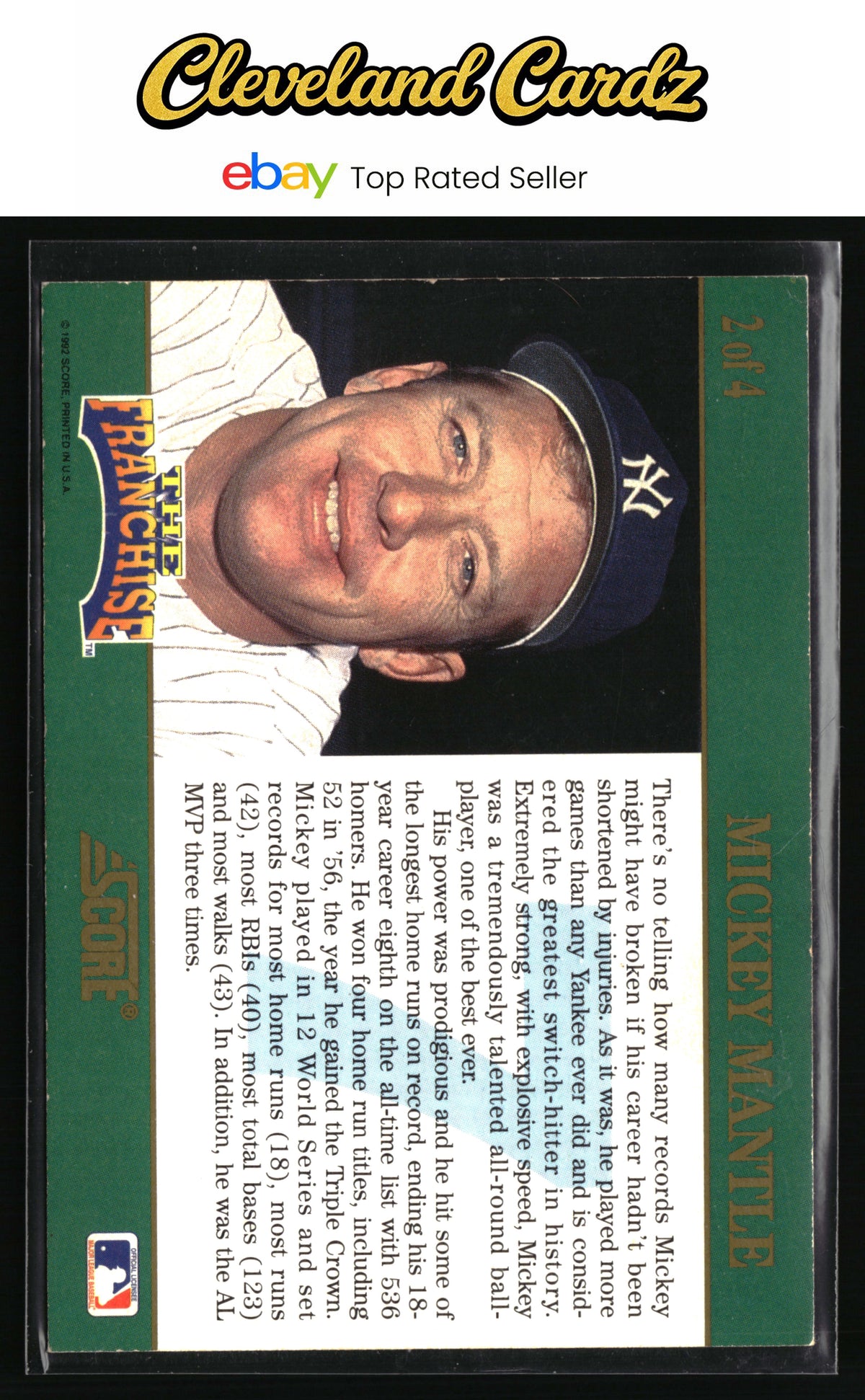 1992 Score #2 Mickey Mantle The Franchise EX+