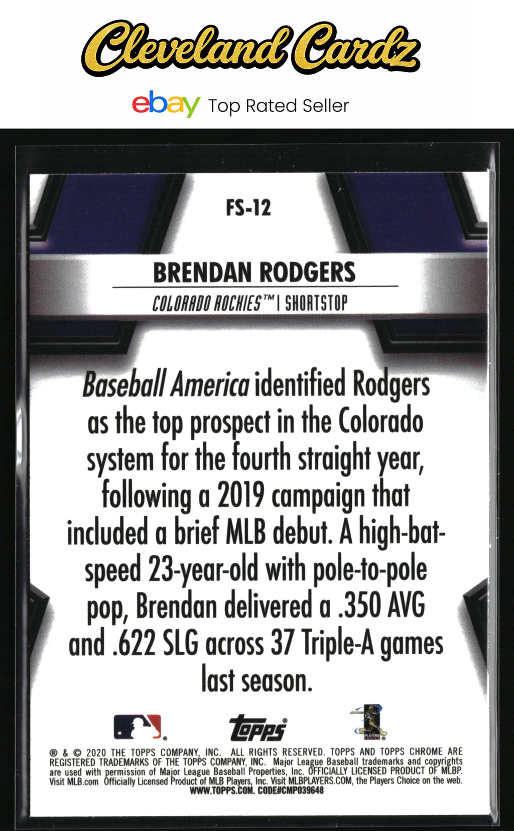 2020 Topps Chrome #FS-12 Brendan Rodgers Future Stars