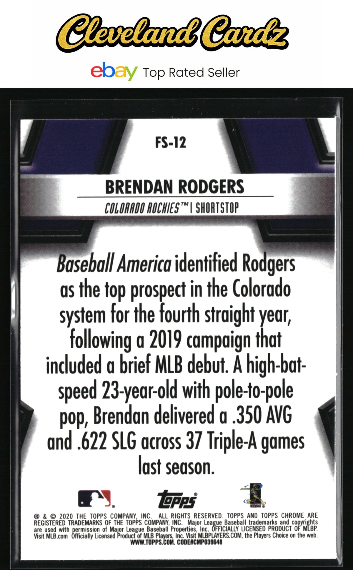 2020 Topps Chrome #FS-12 Brendan Rodgers Future Stars